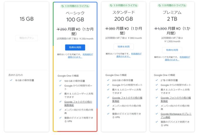 GoogleOner料金プラン